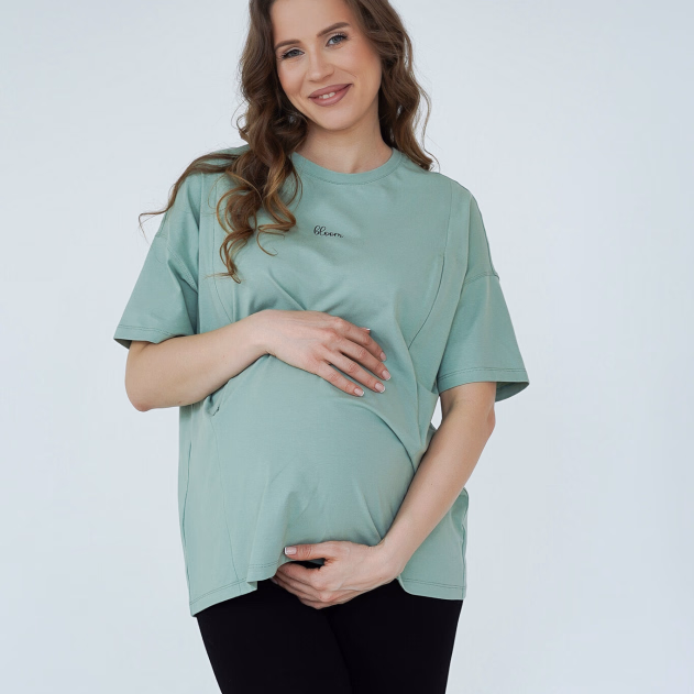 Футболка для вагітних та годуючих Simple&Basic (24303) Ментол