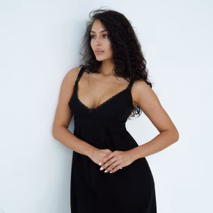 Нічна сорочка для вагітних та годуючих мам Soft Lace 24182 Чорний