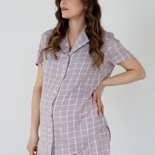 Піжама для вагітних а годуючих мам Simple Basic 28000 Рожевий/молочний