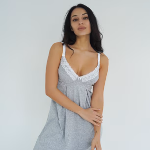 Нічна сорочка для вагітних та годуючих мам Soft Lace 25202 Сірий меланж